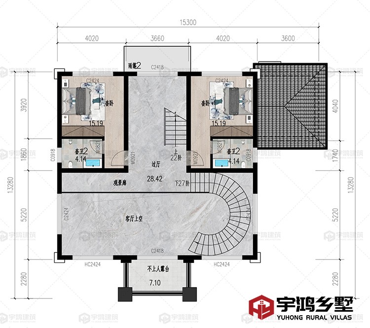 二层：卧室、卫生间、露台