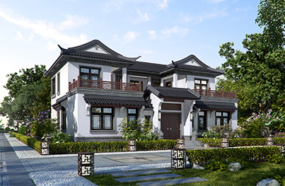 190平两层中式风格自建房效果图
