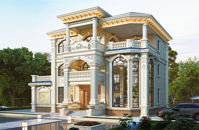 17.42x12.34米框架结构三层欧式别墅全套图纸