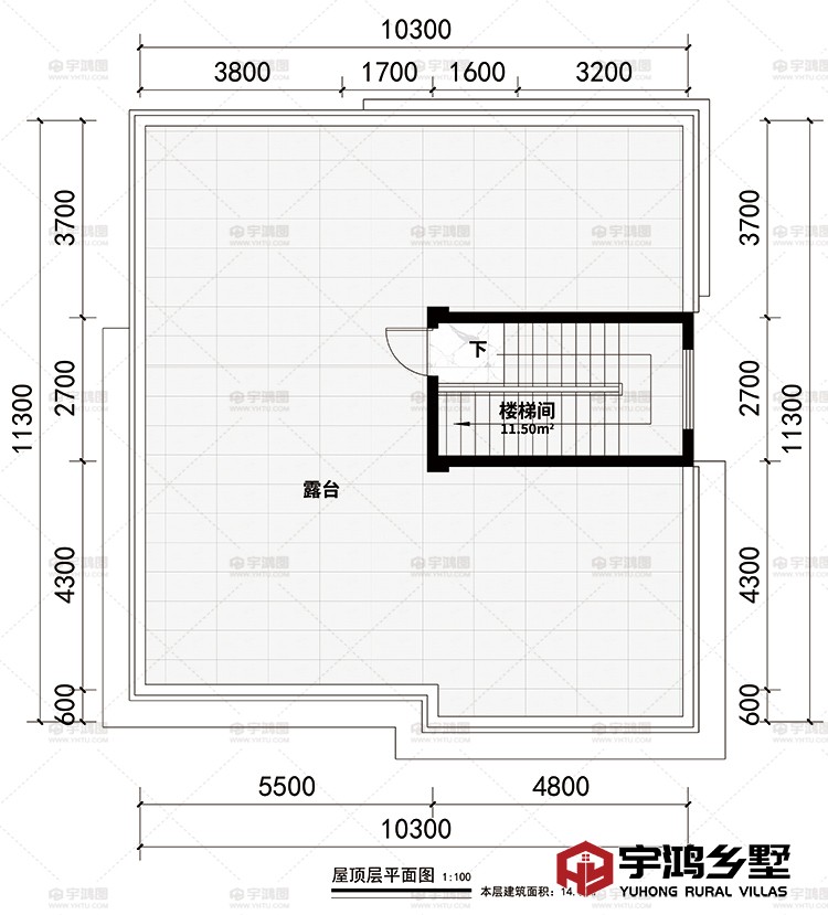 屋顶层：楼梯间、露台