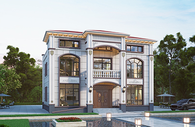 带堂屋占地约150平方的三层欧式别墅全套图纸