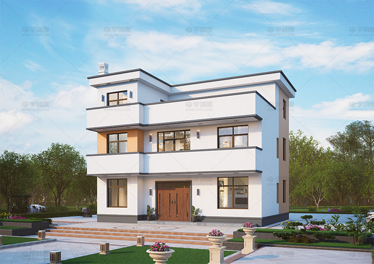 进深9.82米三层现代小别墅全套图纸