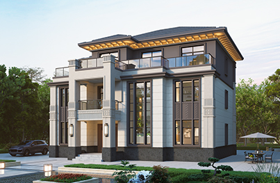 带电梯 户型方正三层新中式别墅全套图纸