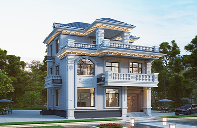 开间进深均为11.30米的三层欧式别墅全套图纸