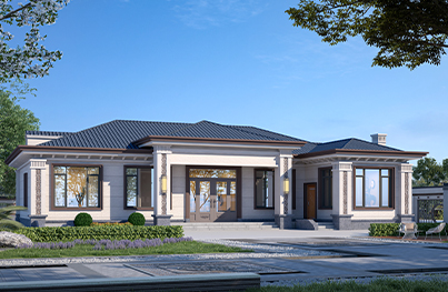 占地约250平方新中式一层别墅全套图纸YH-1-6885