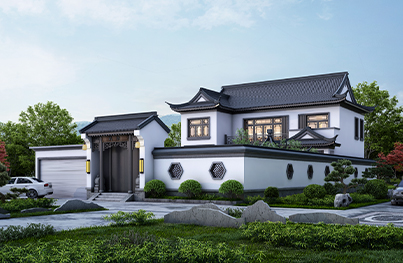 16.76米x27.88米中式二层别墅全套图纸YH-2-6155