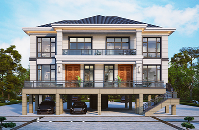 带架空层二层新中式双拼别墅全套图纸YH-2-6650