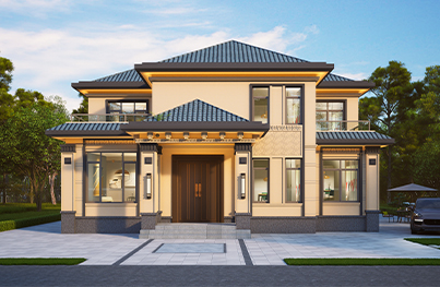 进深9米的新中式二层别墅全套图纸