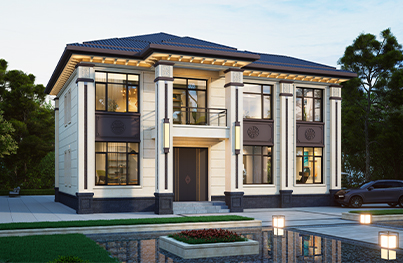 占地约180平方新中式砖混二层别墅全套图纸