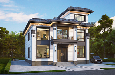 开间11.50米砖混二层新中式别墅全套图纸