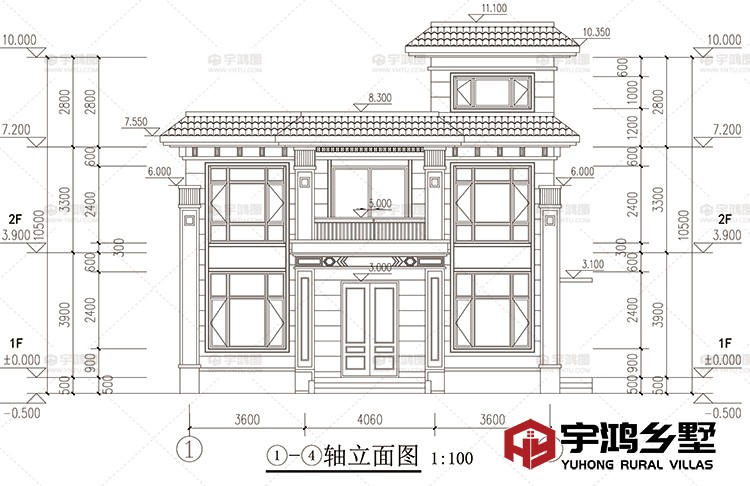 开间11.50米砖混二层新中式别墅全套图纸YH-2-6876-新中式