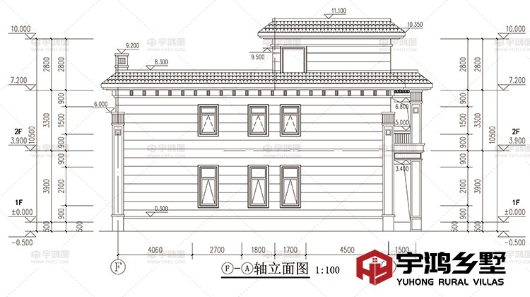开间11.50米砖混二层新中式别墅全套图纸YH-2-6876-新中式