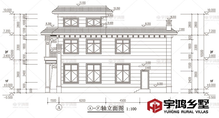 开间11.50米砖混二层新中式别墅全套图纸YH-2-6876-新中式