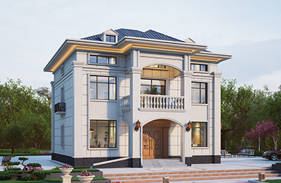 占地约135平方二层欧式别墅全套图纸YH-2-6878