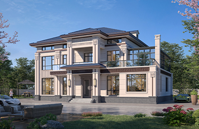 18.50米x12.50米框架二层新中式别墅全套图纸