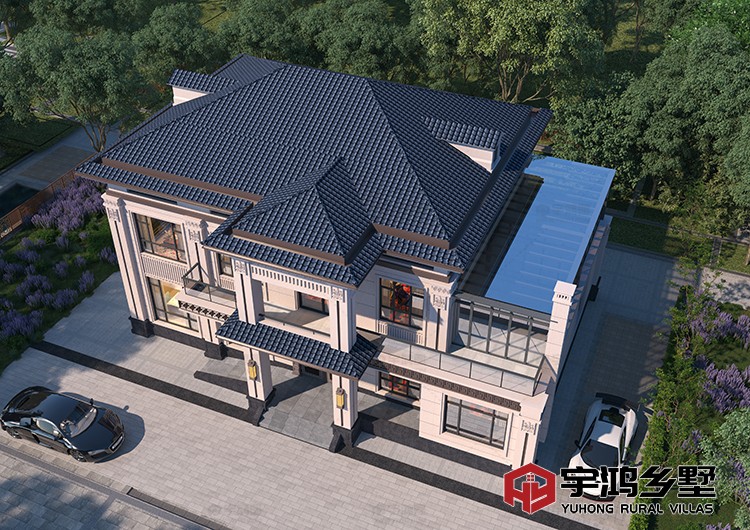 18.50米x12.50米框架二层新中式别墅全套图纸YH-2-6897-新中式