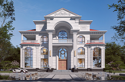 带电梯堂屋三层欧式别墅全套图纸YH-3-3598