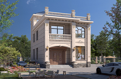 8.5米x15.00米三层欧式别墅全套图纸